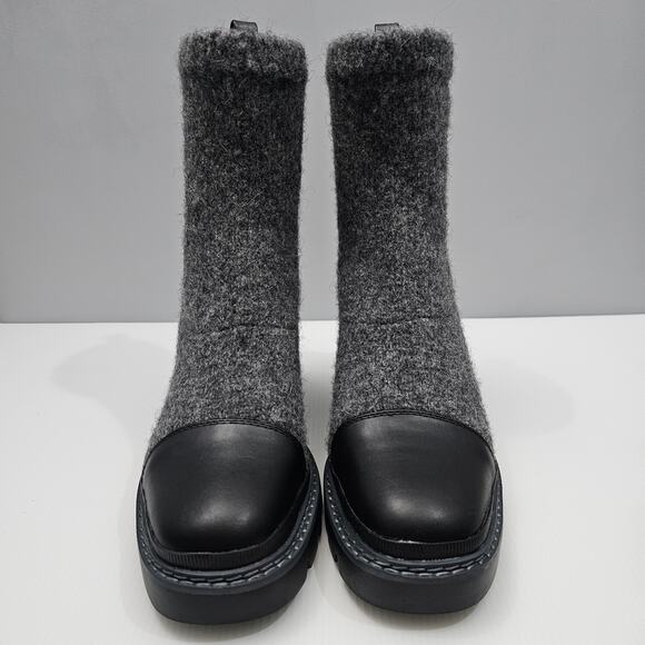 NEW Sam Edelman Rozanna Ankle Boot Women 9 Charcoal Gray Sweater Knit Block Heel - Picture 5 of 14